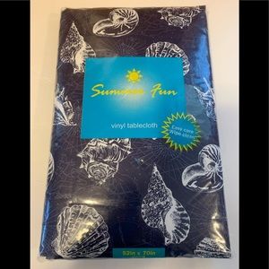 NEW Summer Fun Nautical Seashell Design Vinyl Tablecloth 52” x 70” Oblong